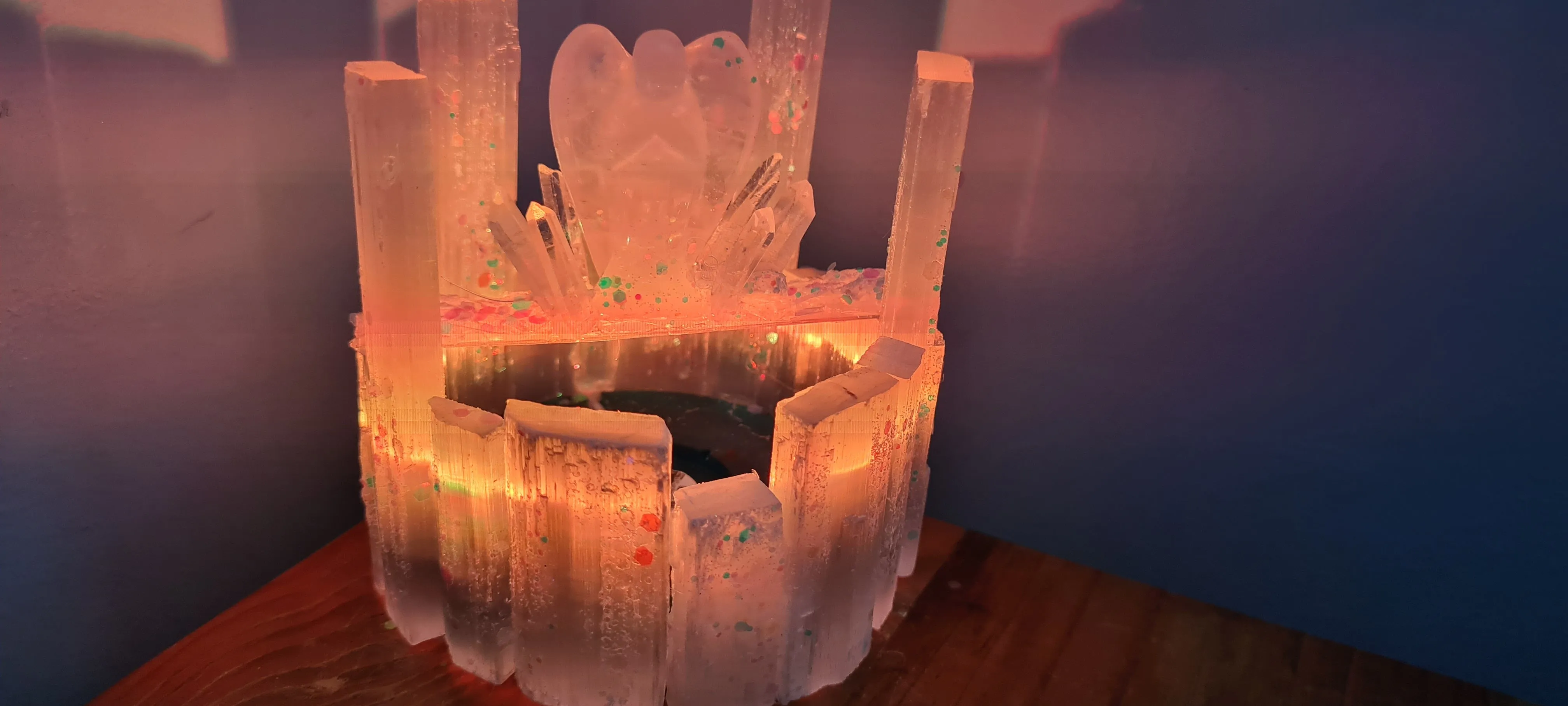 WISHING WELL ANGELIC SELENITE CRYSTAL LAMP made by me