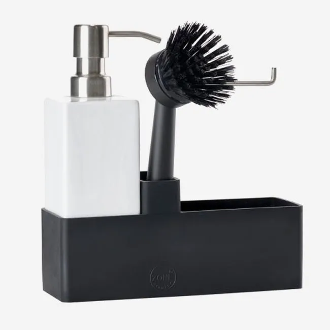 Zone | Dishwashing Set 3/ST Black/White 19x6x20.5cm/7.5x2x8"