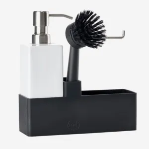 Zone | Dishwashing Set 3/ST Black/White 19x6x20.5cm/7.5x2x8"